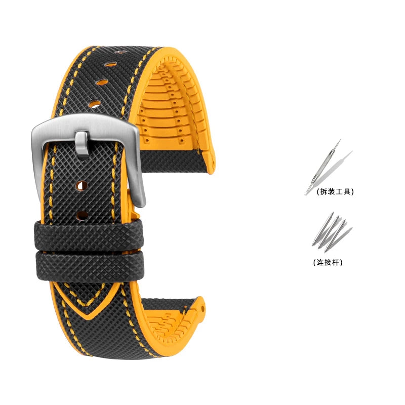 Bracelet de Montre en Caoutchouc – Compatible TAG Heuer F1 / Gulf / Aquaracer / Monaco – 20 à 24mm