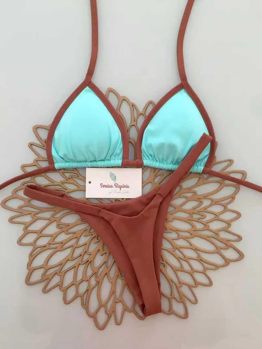 Bikini Brésilien Lacé Imprimé 2026 — Micro Swimwear Dos Nu Femme
