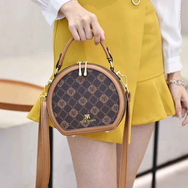 Ensemble 2 Sacs Ronds Bandoulière — Grand Sac + Pochette PU Femme Tendance