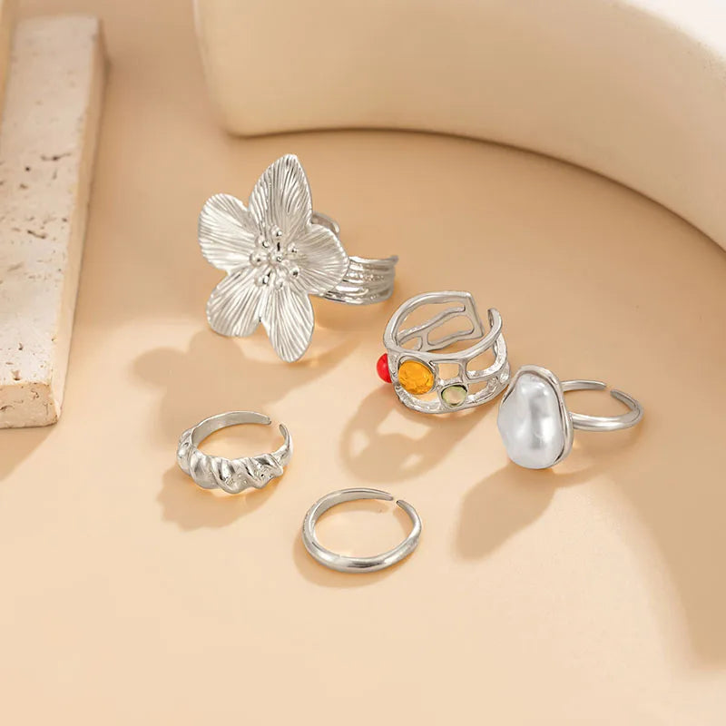 Bague d'Orteil Fleur Perle & Strass — Style Punk Vintage Bijou Plage