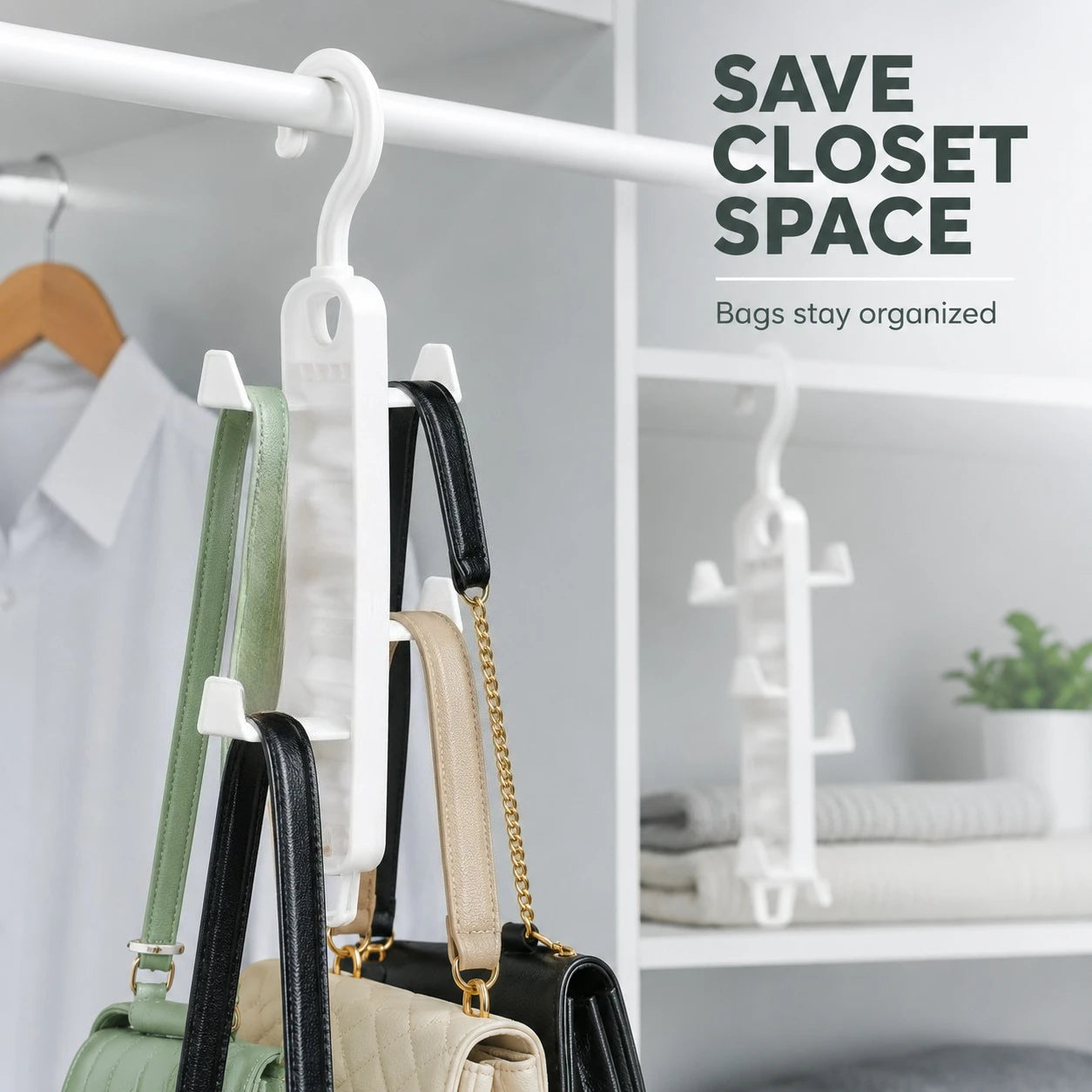 Rack Suspendu Porte-Sacs Armoire — Organiseur Chapeaux Écharpes Gain de Place