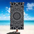 Serviette de Plage Mandala Noir & Blanc — Séchage Rapide, Style Bohème Chic