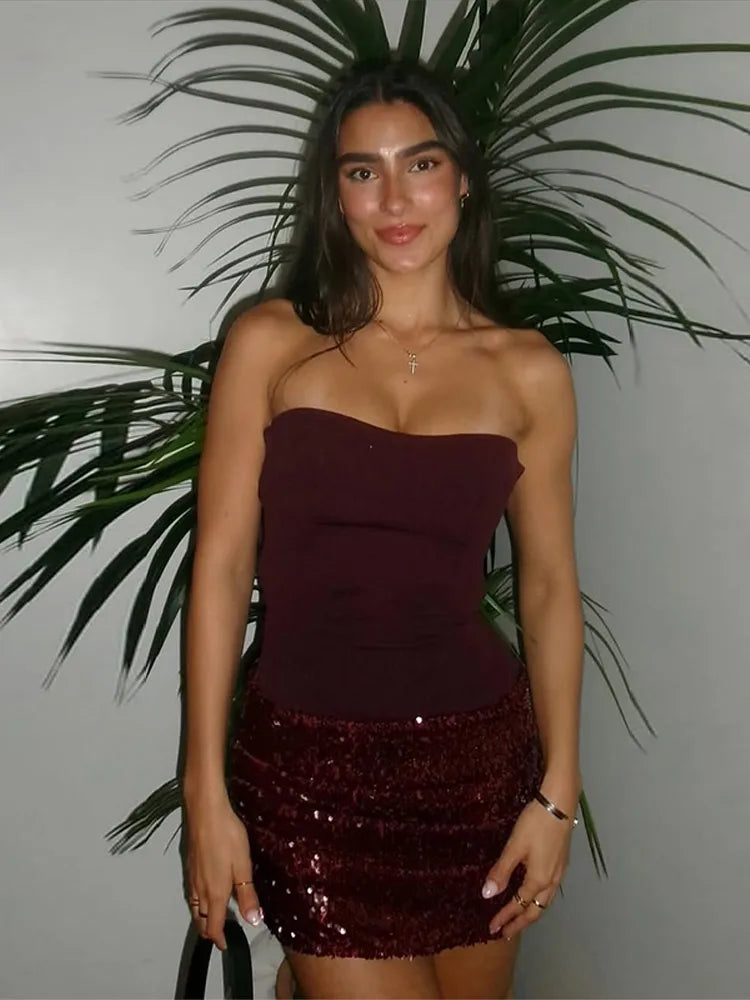 Robe Courte Sequins Dos Nu — Mini Robe Bodycon Soirée Femme