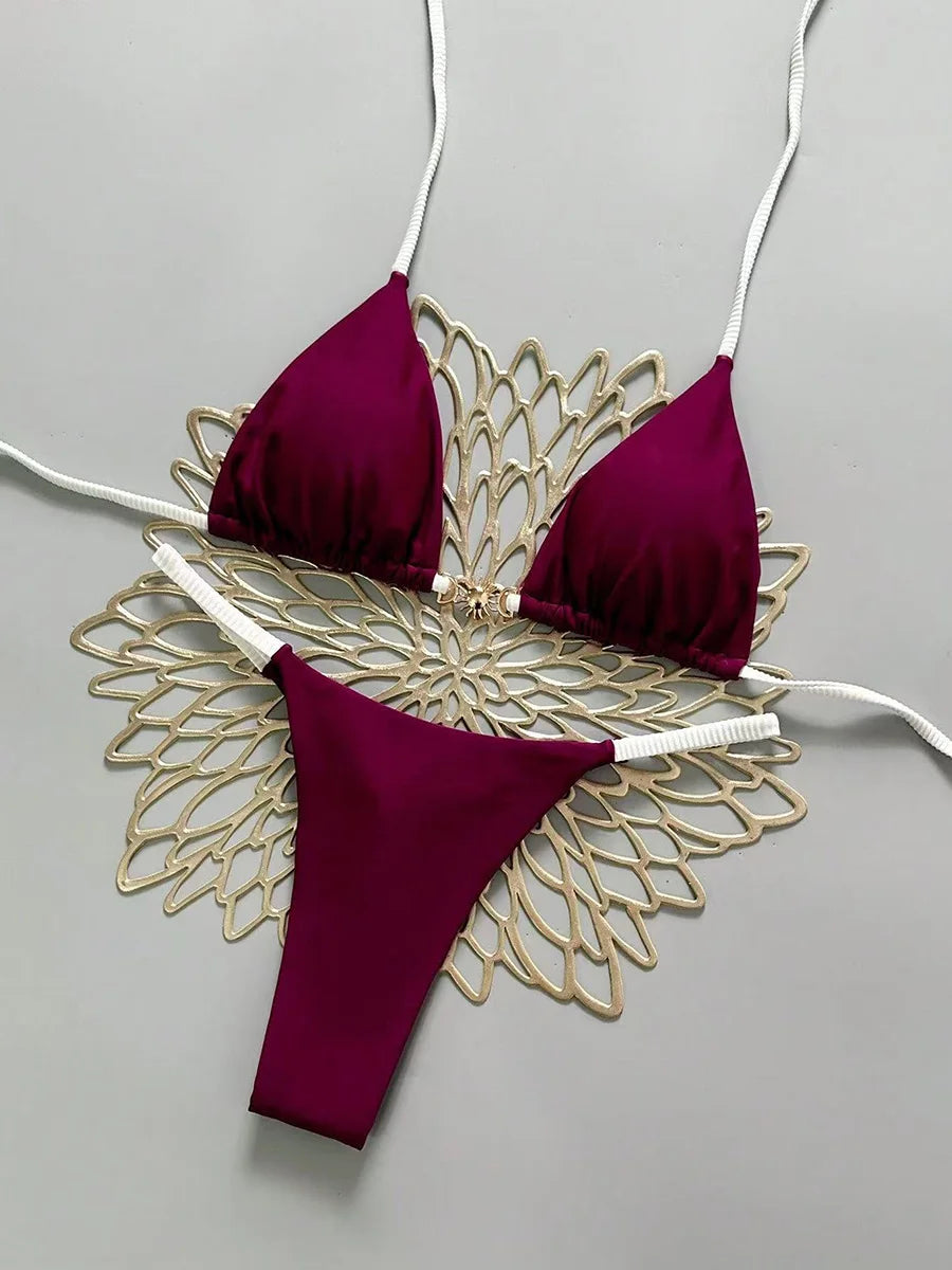 Micro Bikini Push-Up Brésilien 2026 — Thong Solid Femme