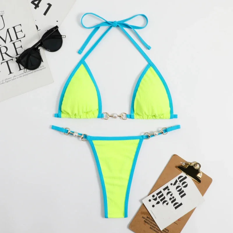 Bikini Deux Pièces Imprimé Aléatoire — Push-Up Femme