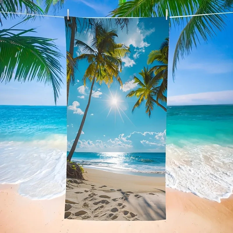 Serviette de Plage Paradis Tropical — Motif Palmiers, Séchage Rapide & Anti-UV