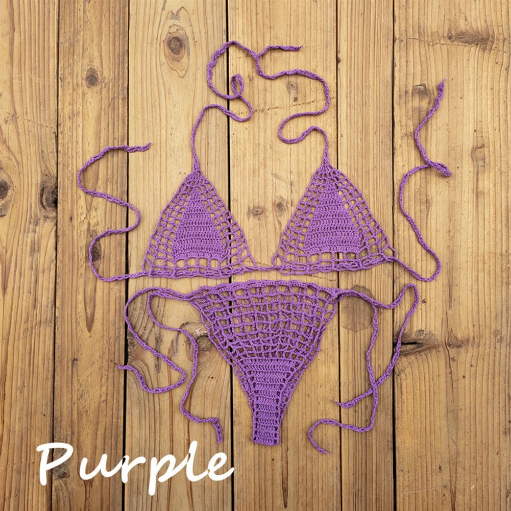 Crochet Sexy Bikini Swimwear Bikini Tie Swimwear White Women G-strings Various Colors Available Perfect For Summer