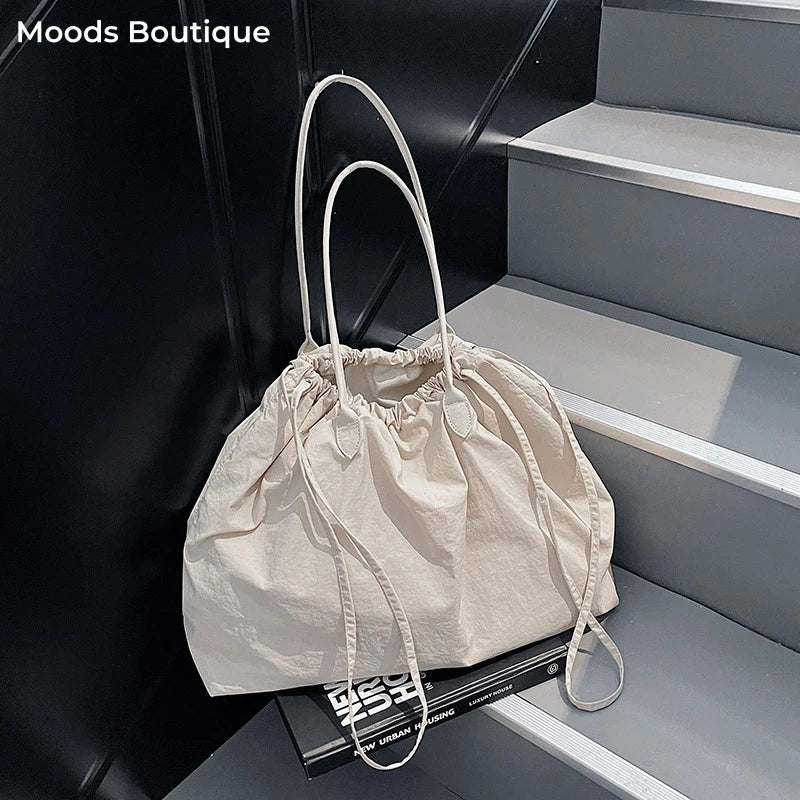 Grand Sac Seau Nylon Cordon — Tote Bag Léger Grande Capacité Femme