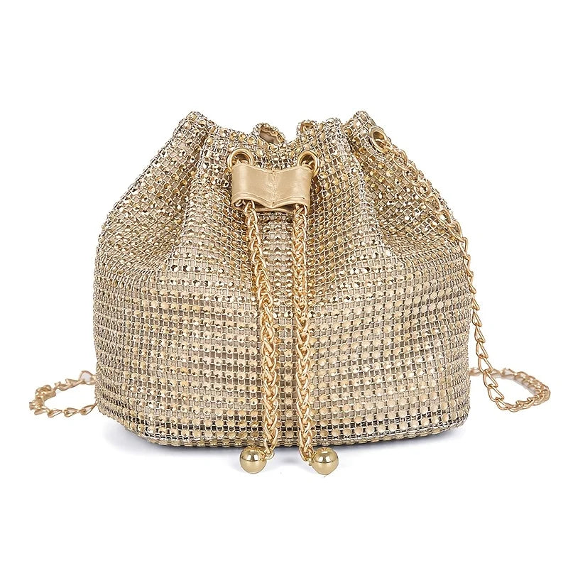 Sac Crossbody Strass & Rhinestone — Pochette Seau Multifonction Femme Soirée