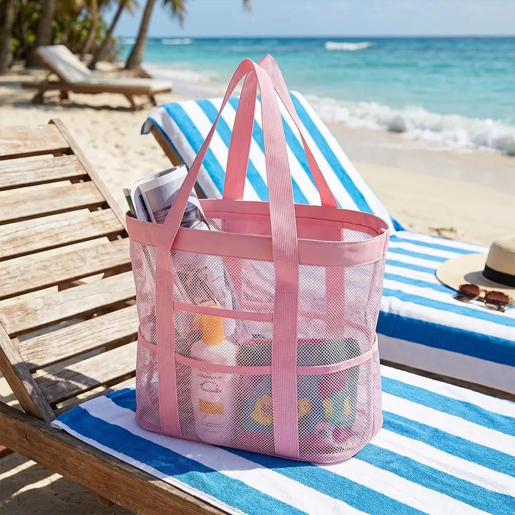 Sac de Plage Mesh – Grande Capacité, Pliable & Séchage Rapide