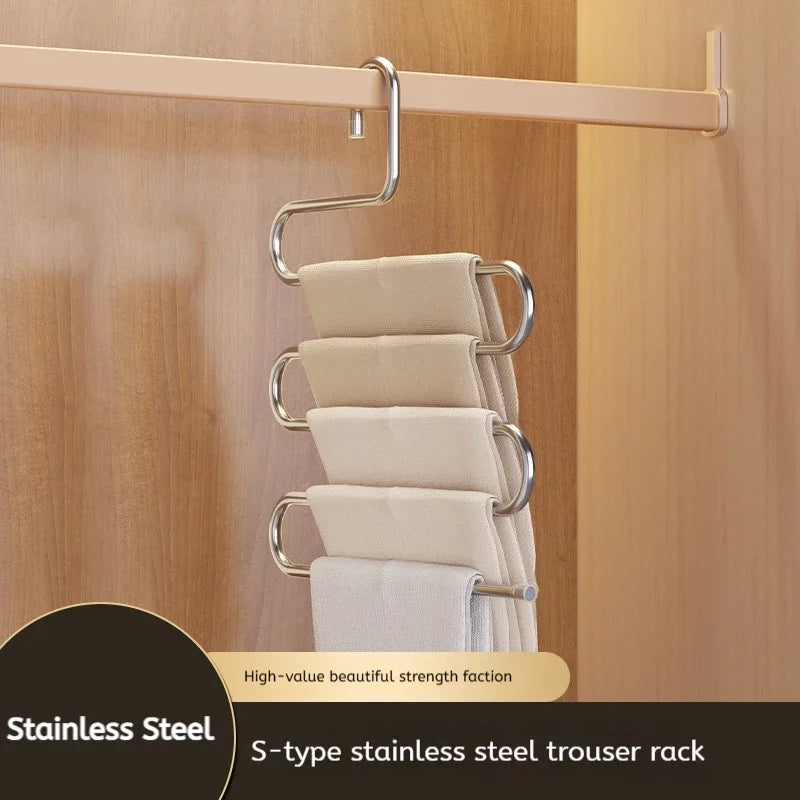 Cintre Multifonctionnel 5 Niveaux Antidérapant – Rangement Pantalons & Vêtements