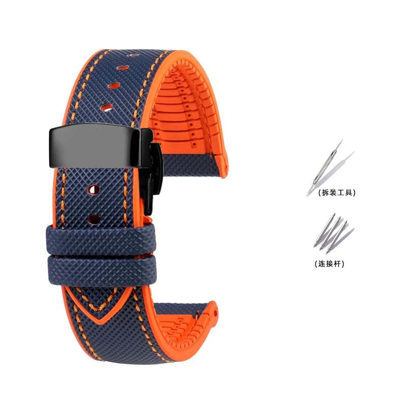 Bracelet de Montre en Caoutchouc – Compatible TAG Heuer F1 / Gulf / Aquaracer / Monaco – 20 à 24mm