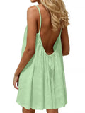 Robe Longue Dos Nu Femme — Coupe Ample Couleur Unie Style Plage Été