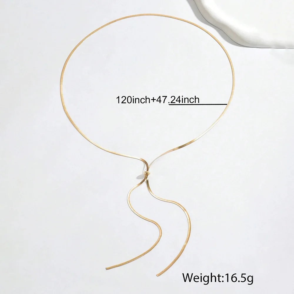 Collier Chaîne Serpent Acier Inoxydable Long — Bijou Femme Superposable
