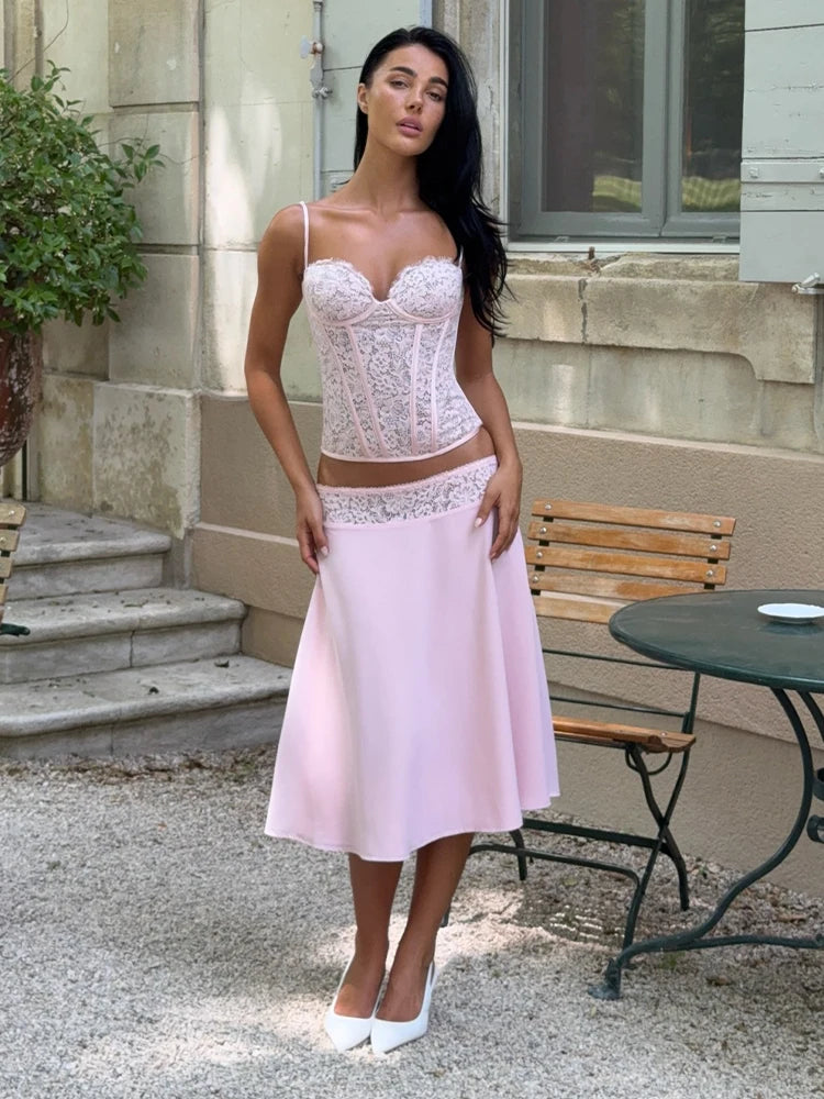 Ensemble Corset Cami & Jupe Dentelle — Tenue 2 Pièces Romantique Femme 2026