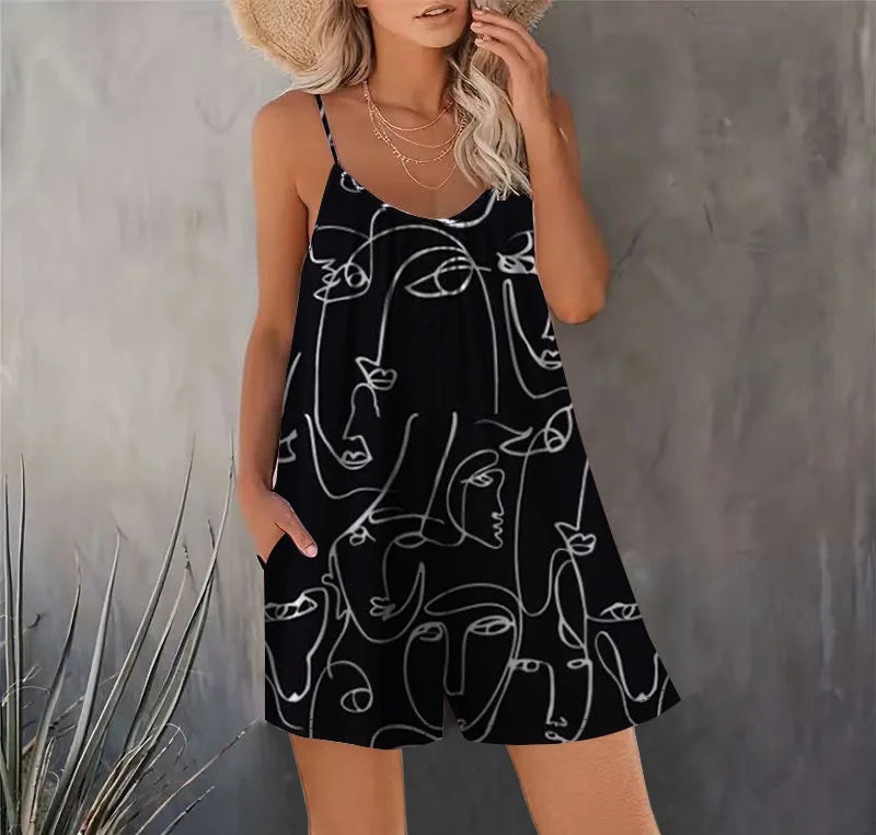 Combinaison Sans Manches Femme — Playsuit Casual Couleur Unie Printemps Été