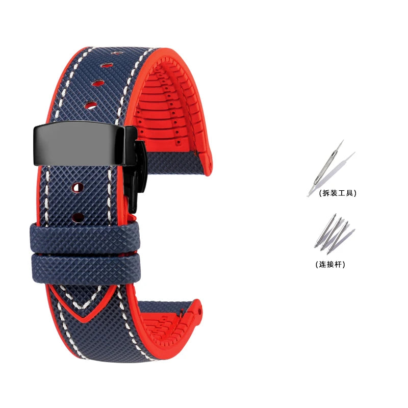 Bracelet de Montre en Caoutchouc – Compatible TAG Heuer F1 / Gulf / Aquaracer / Monaco – 20 à 24mm
