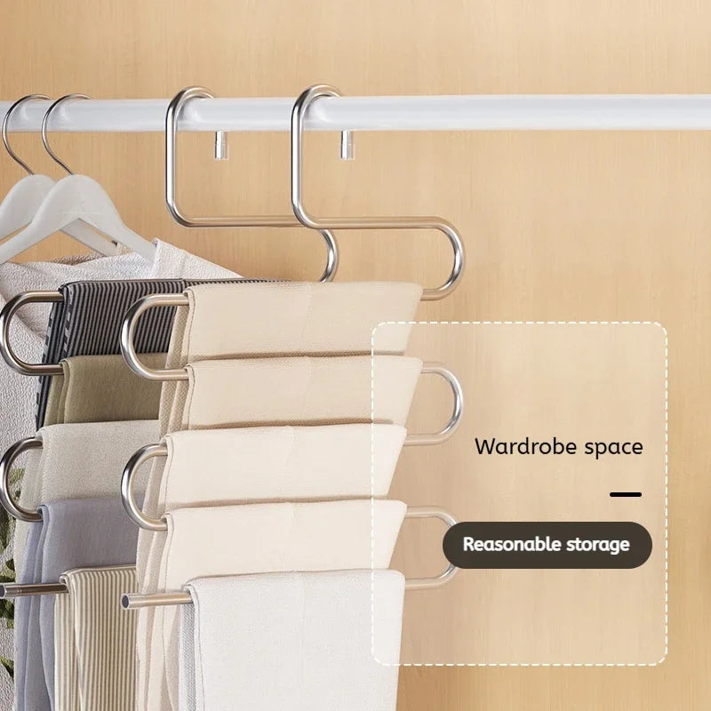 Cintre Multifonctionnel 5 Niveaux Antidérapant – Rangement Pantalons & Vêtements