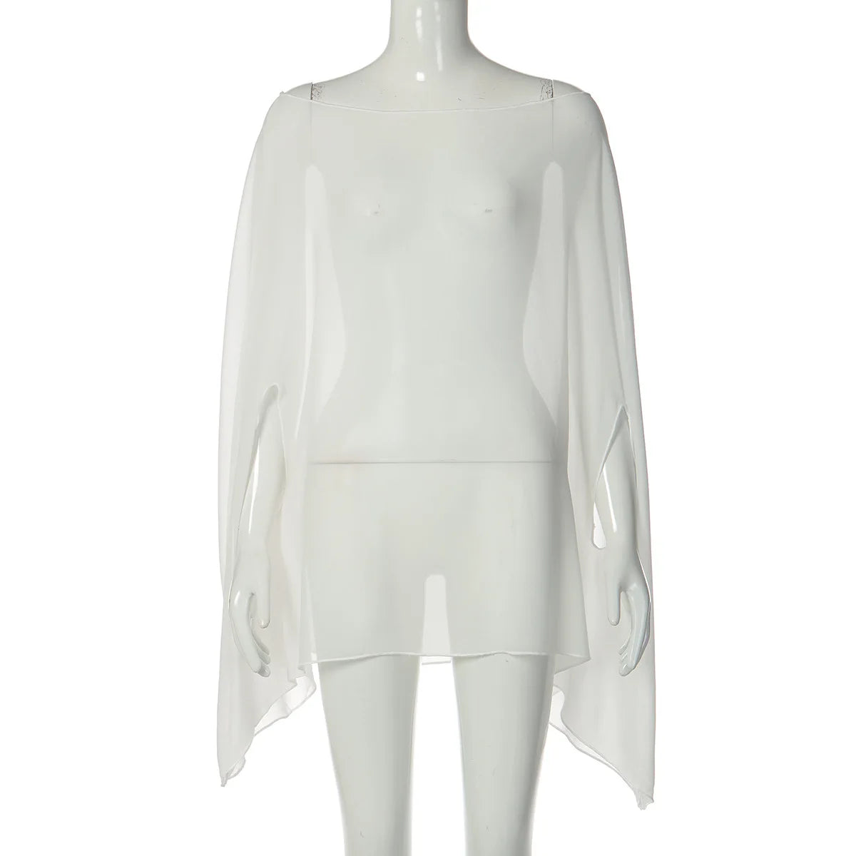Blouse Mousseline Transparente Femme — Top Sexy Couleur Unie Style Plage & Soiree