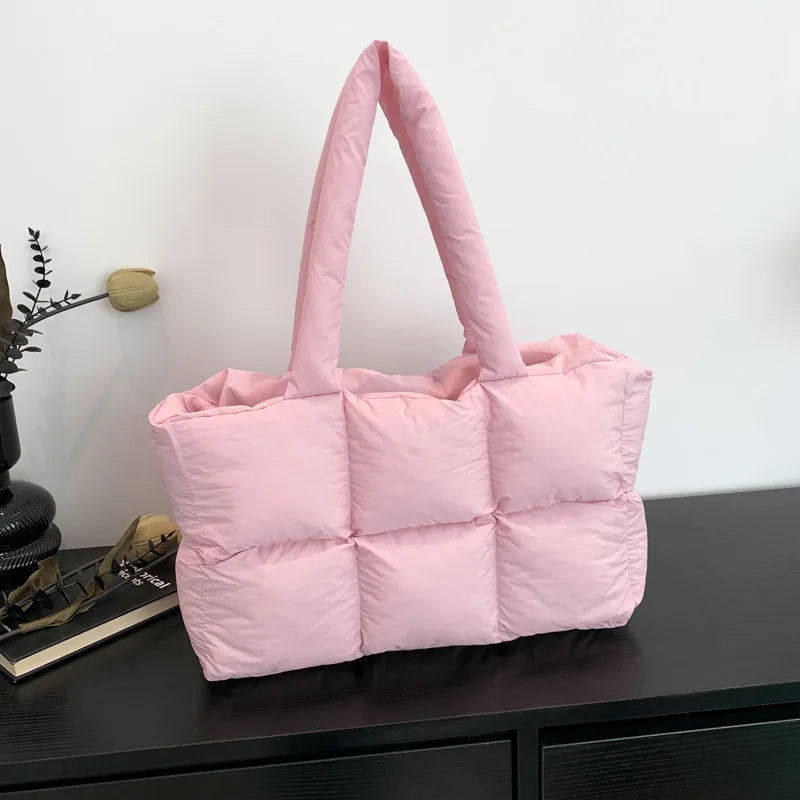 Sac Cabas Matelassé À Carreaux — Sac Épaule Grande Capacité Femme Rétro