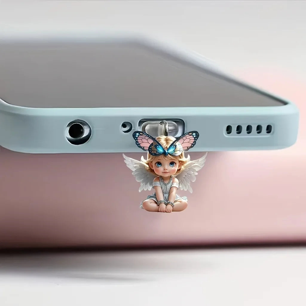 Bouchon Anti-Poussière Décoratif Ange & Papillon – Cache-Port iPhone & USB-C