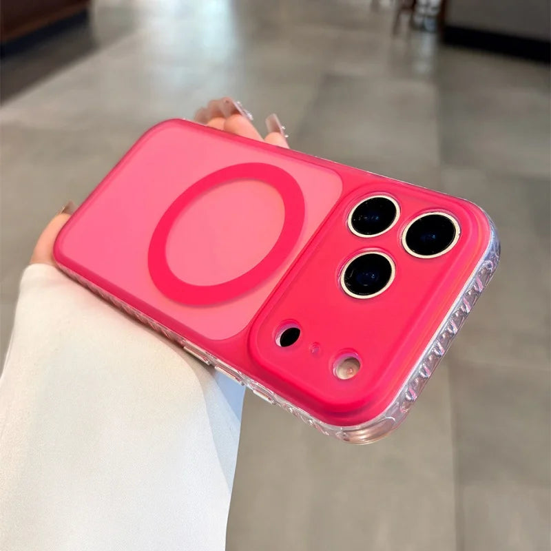 Coque Aurora Laser Gradient MagSafe — iPhone 15 à 17 Pro Max, Candy Color, Chargement Sans Fil