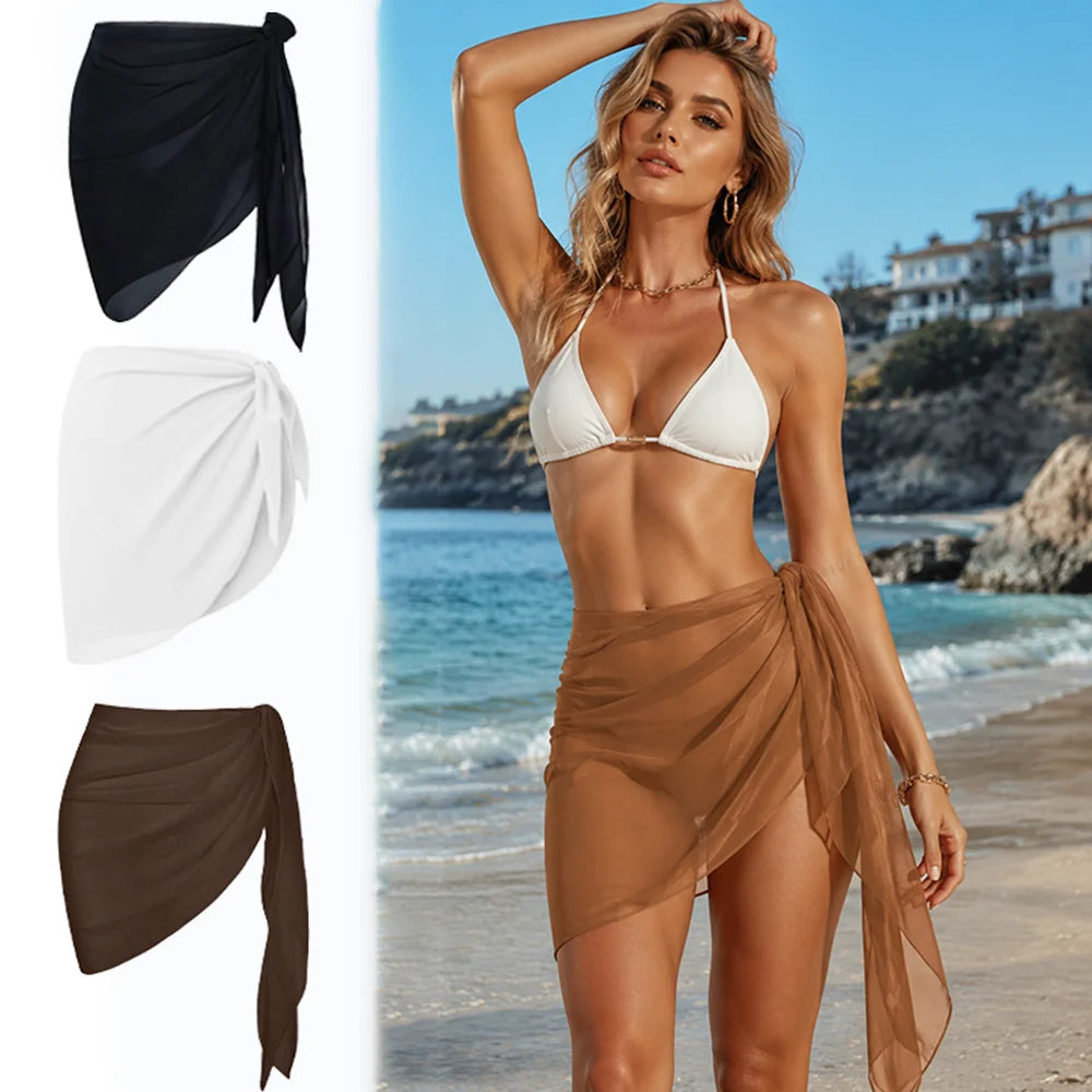 Jupe de Plage Chiffon Paréo — Cover-Up Maillot de Bain Femme