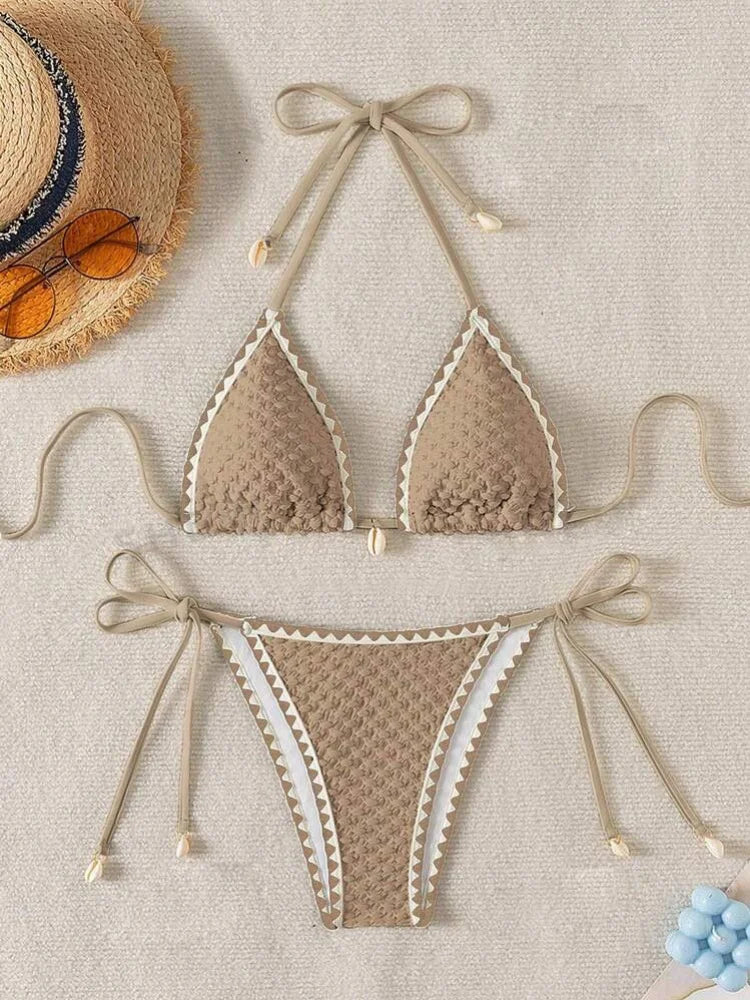 Bikini Push-Up Imprimé Tropical — Maillot 2 Pièces Femme Plage