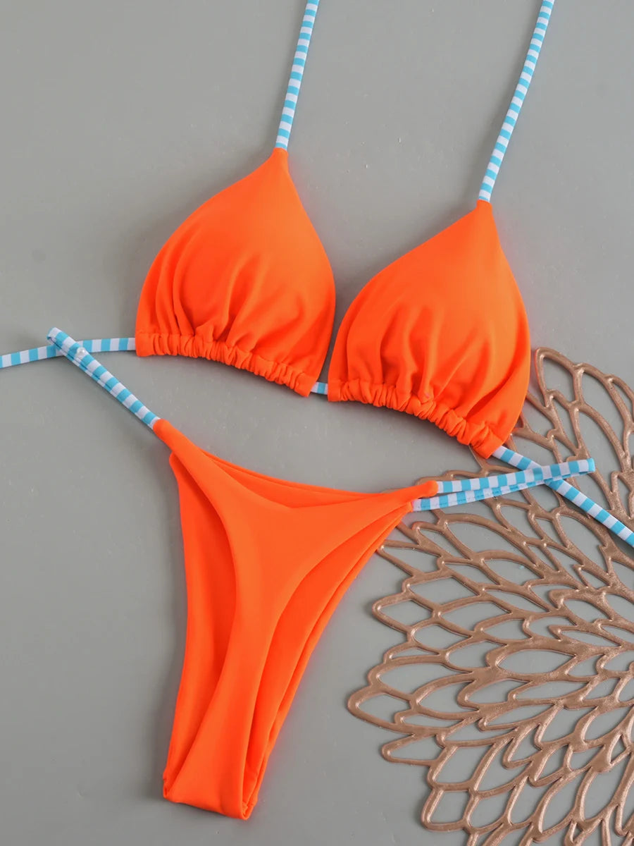 Bikini Brésilien Lacé Imprimé 2026 — Micro Swimwear Dos Nu Femme