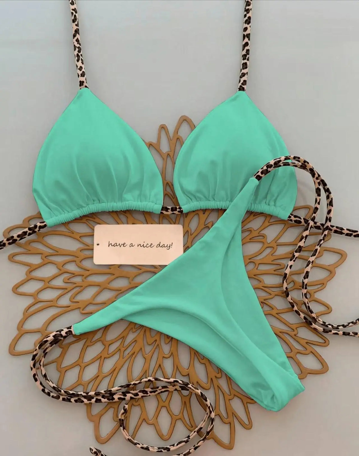 Bikini Bandeau Couleur Unie Tanga — Maillot 2 Pièces Femme Été