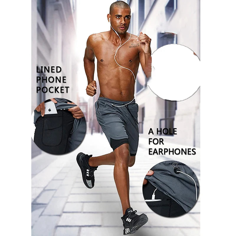 Short Sport Homme Double Couche – Fitness & Running