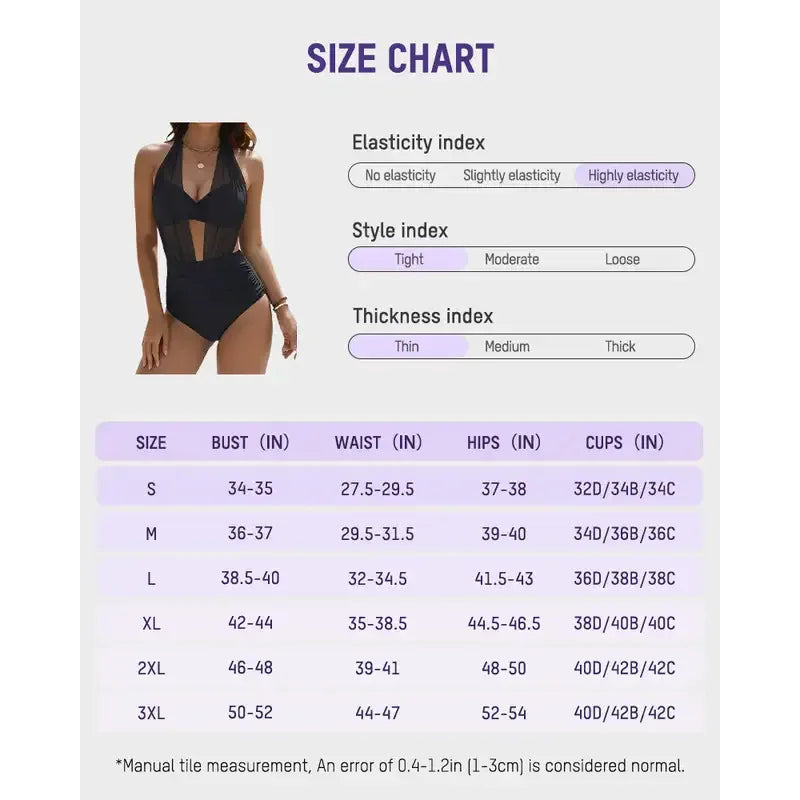 Maillot Une Pièce Monokini Mesh Col V — Swimsuit Gainant Femme