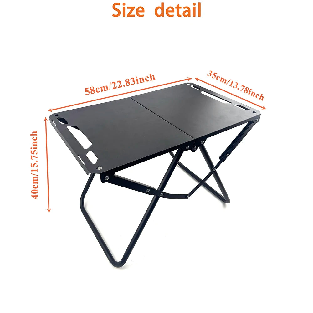 Table de Pique-Nique Pliable IGT — Table de Camping & Plage en Acier Carbone