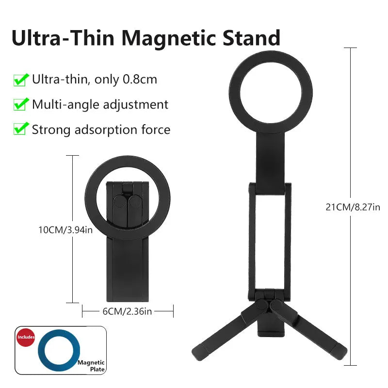Trépied Magnétique Portable pour Smartphone — Live, Voyage & Selfie