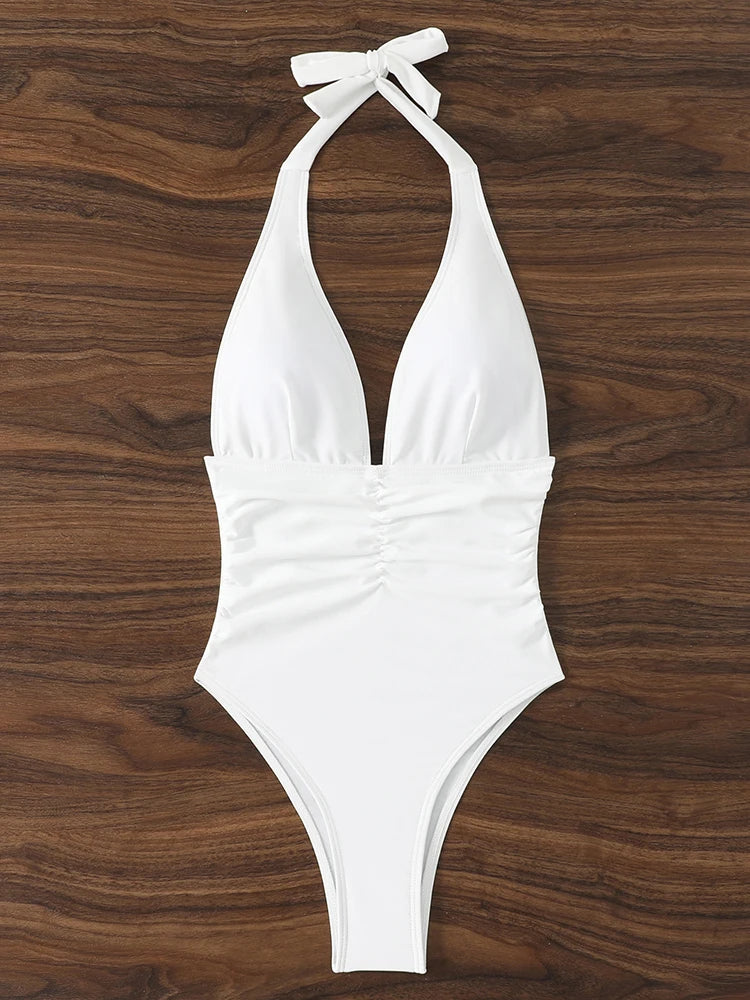 Maillot Une Pièce Halter Col V 2026 — Monokini Tendance Femme