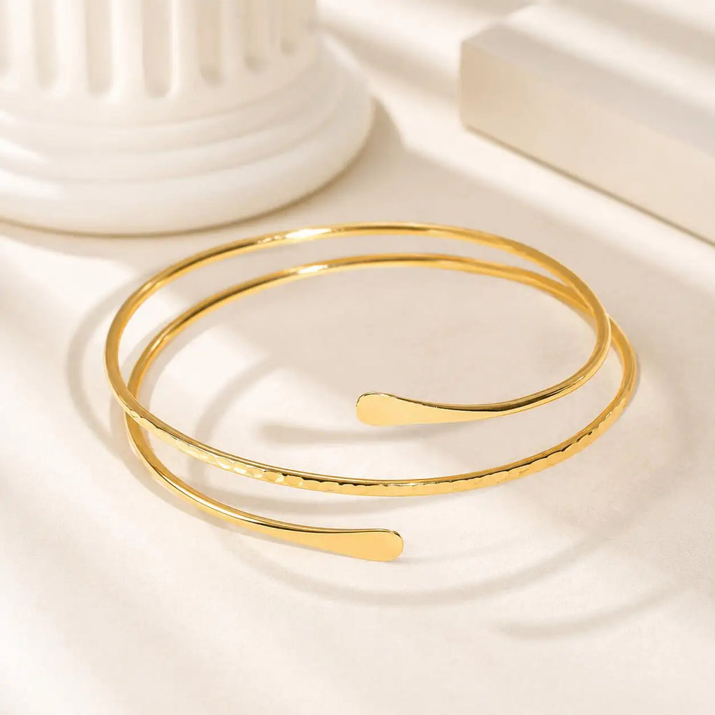 Bracelet Bras Ouvert Plaqué Or Ajustable — Bijou Arm Cuff Femme Soirée
