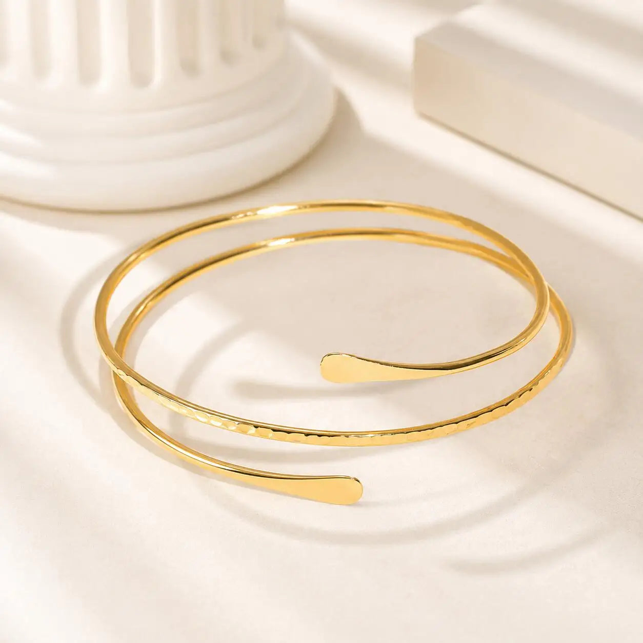 Bracelet Bras Ouvert Plaqué Or Ajustable — Bijou Arm Cuff Femme Soirée