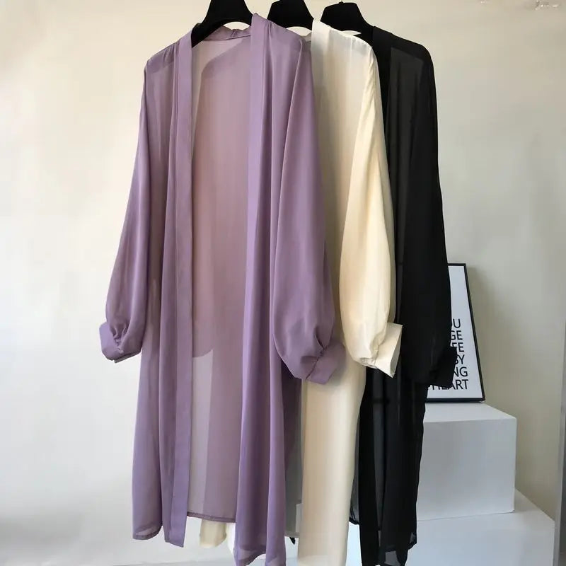 Paréo Cardigan Chiffon Femme — Cover-Up Plage Style Coréen, Anti-UV & Léger