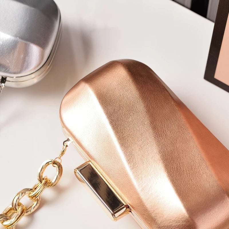 Sac Clutch Ovale Doré Luxe Irrégulier — Pochette Soirée Femme Mariage Fête