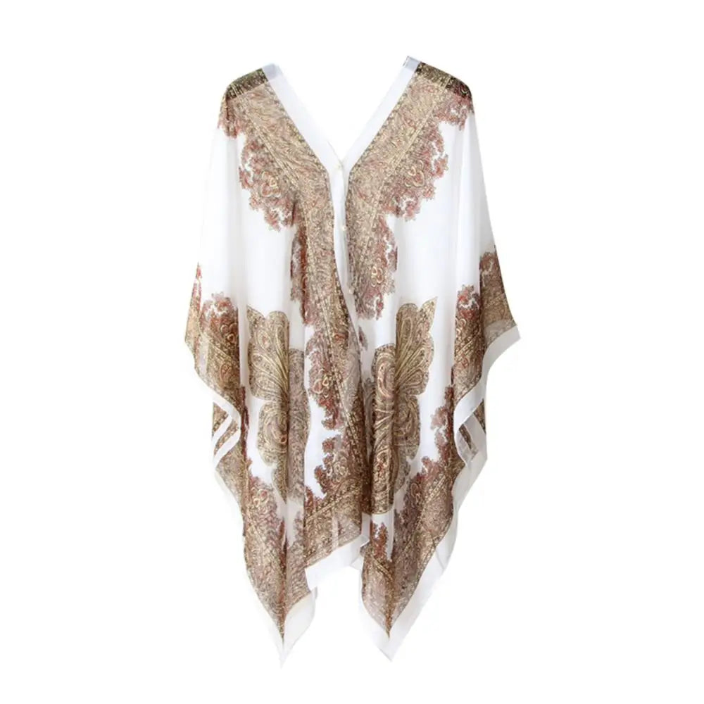 Kaftan Robe de Plage Chiffon — Tunique Cover-Up Femme Été