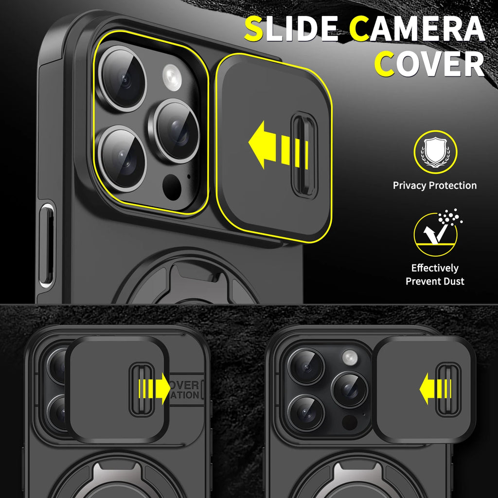 Coque Blindée MagSafe Slide Camera – Compatible iPhone 11 à 17 Pro Max