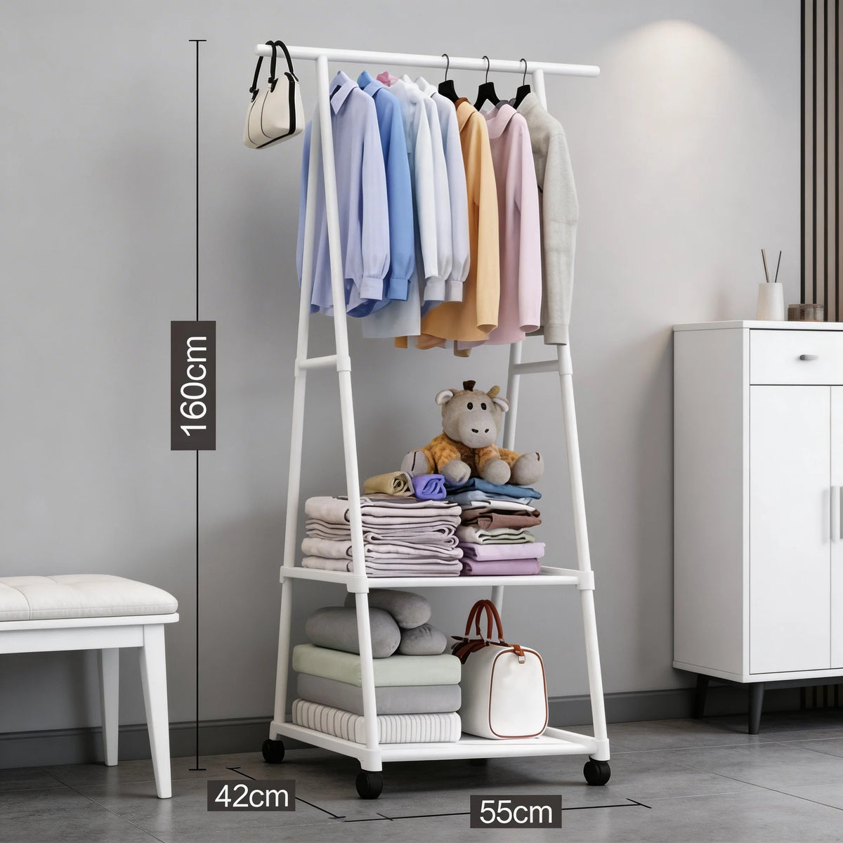 Portant à Vêtements Multifonctionnel – Simple, Léger & Peu Encombrant