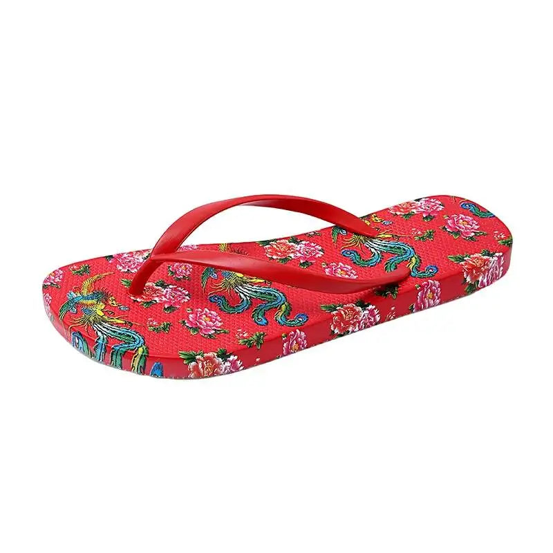 Tongs Couple Imprimé Floral Rétro – Sandales Plage Bout Pince Été 2026