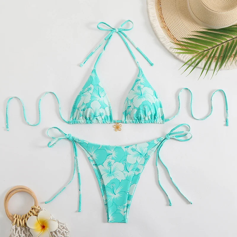 Ensemble Bikini 3 Pièces Triangle + Robe de Plage 2026 — Cover-Up Femme