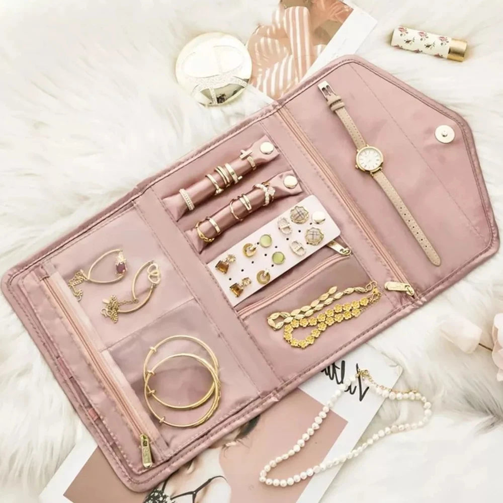 Organiseur Bijoux Voyage Pliable — 5 Compartiments