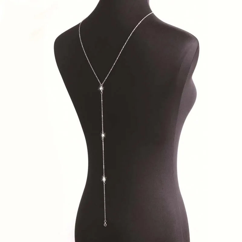 Chaîne de Dos Cristal Métal Doré — Bijou de Corps Zircon Femme Mariée