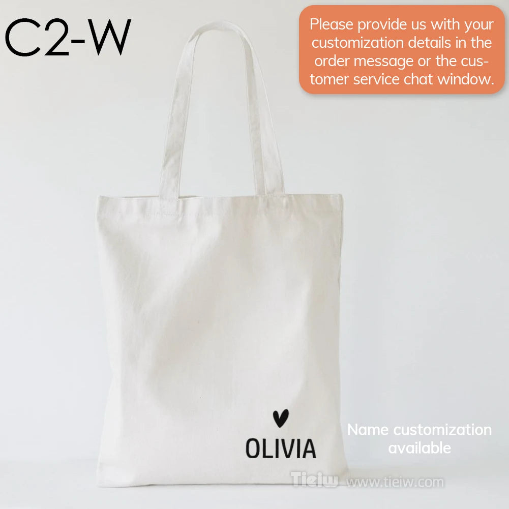 Tote Bag Personnalisé Prénom & Cœur — Sac Canvas Éco-Responsable Cadeau Mariage & Anniversaire