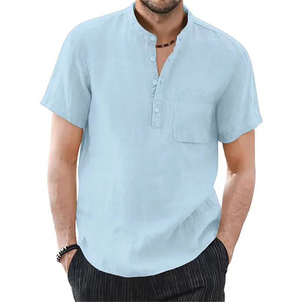 T-shirt Homme Coton Lin — Manches Courtes Été