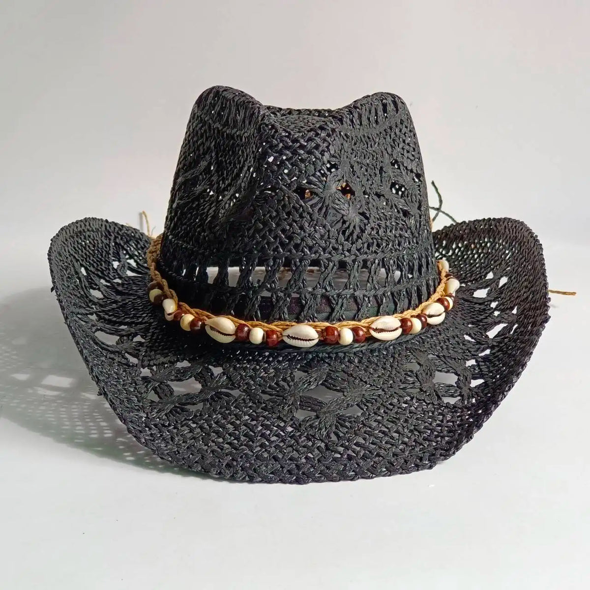 Chapeau de Cowboy Tendance Ajouré — Fait Main en Paille, Style Boho Plage Unisexe