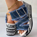 Sandales Denim Plateforme Compensées Boucle Femme — Style Casual Vacances Été 2026